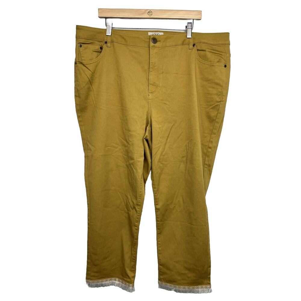 LOGO Lounge by Lori Goldstein Skinny Cropped Jeans 5-Pockets , Mustard , 22W